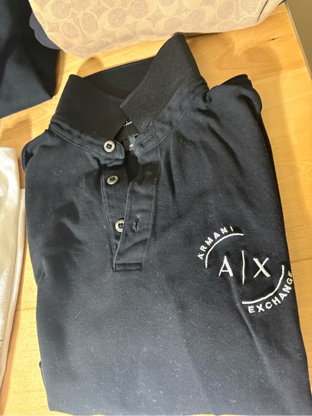 Armani Exchange Black Polo with Embroidered A|X Logo